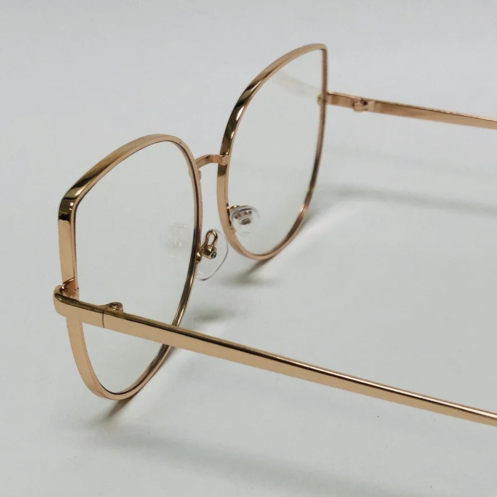 Cat Eye Glasses Gold Frame Clear Lens Fashion Eyeglasses Women UV400‎ Oversized